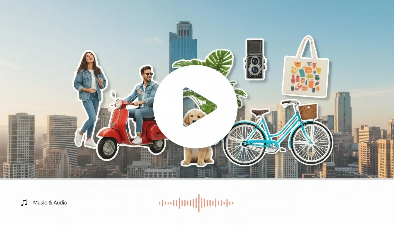 Adicione música e áudio à sua colagem