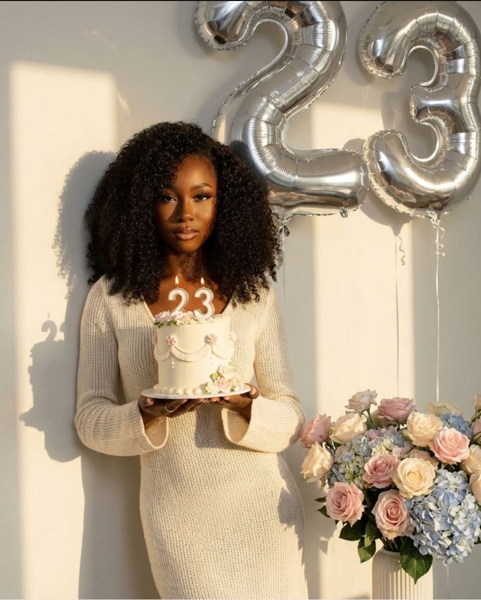 beautiful woman with cake