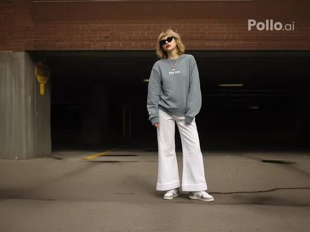 Une femme portant des vêtements décontractés et des lunettes de soleil debout dans une rue urbaine
