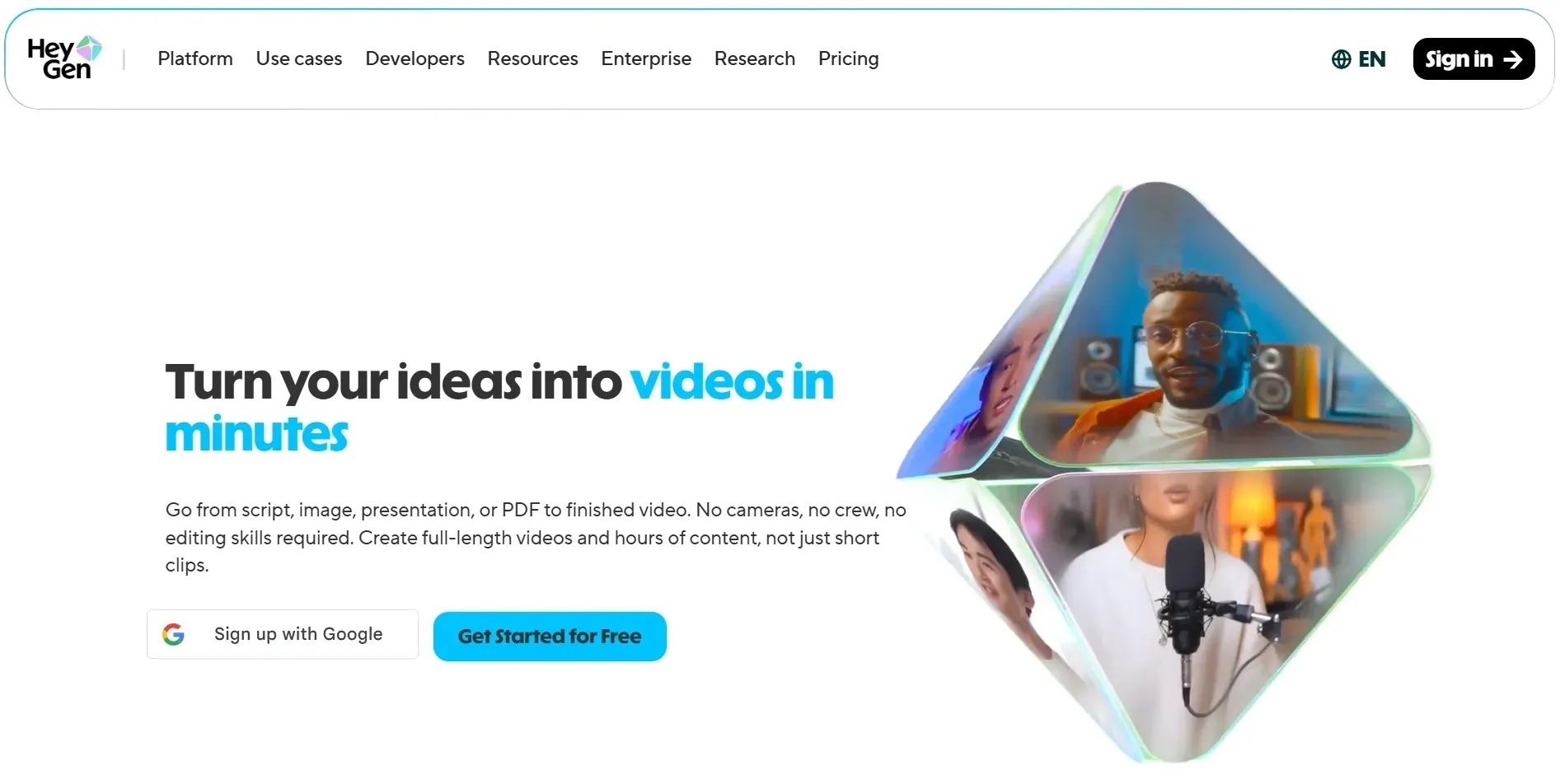 Eine Werbegrafik für eine Videoproduktionsplattform mit vielfältigen Nutzern.