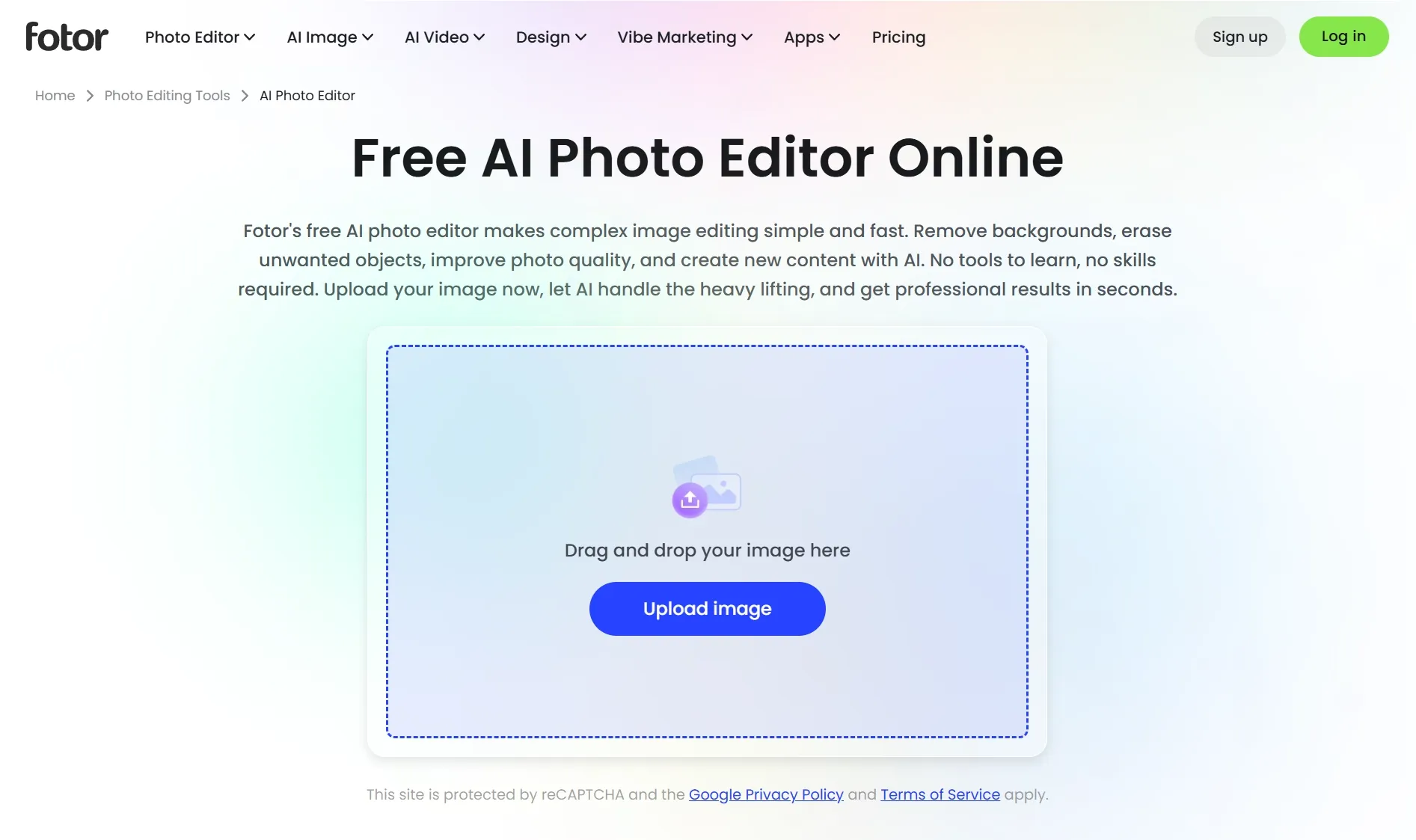 Page web pour un éditeur photo IA gratuit avec instructions de téléchargement.