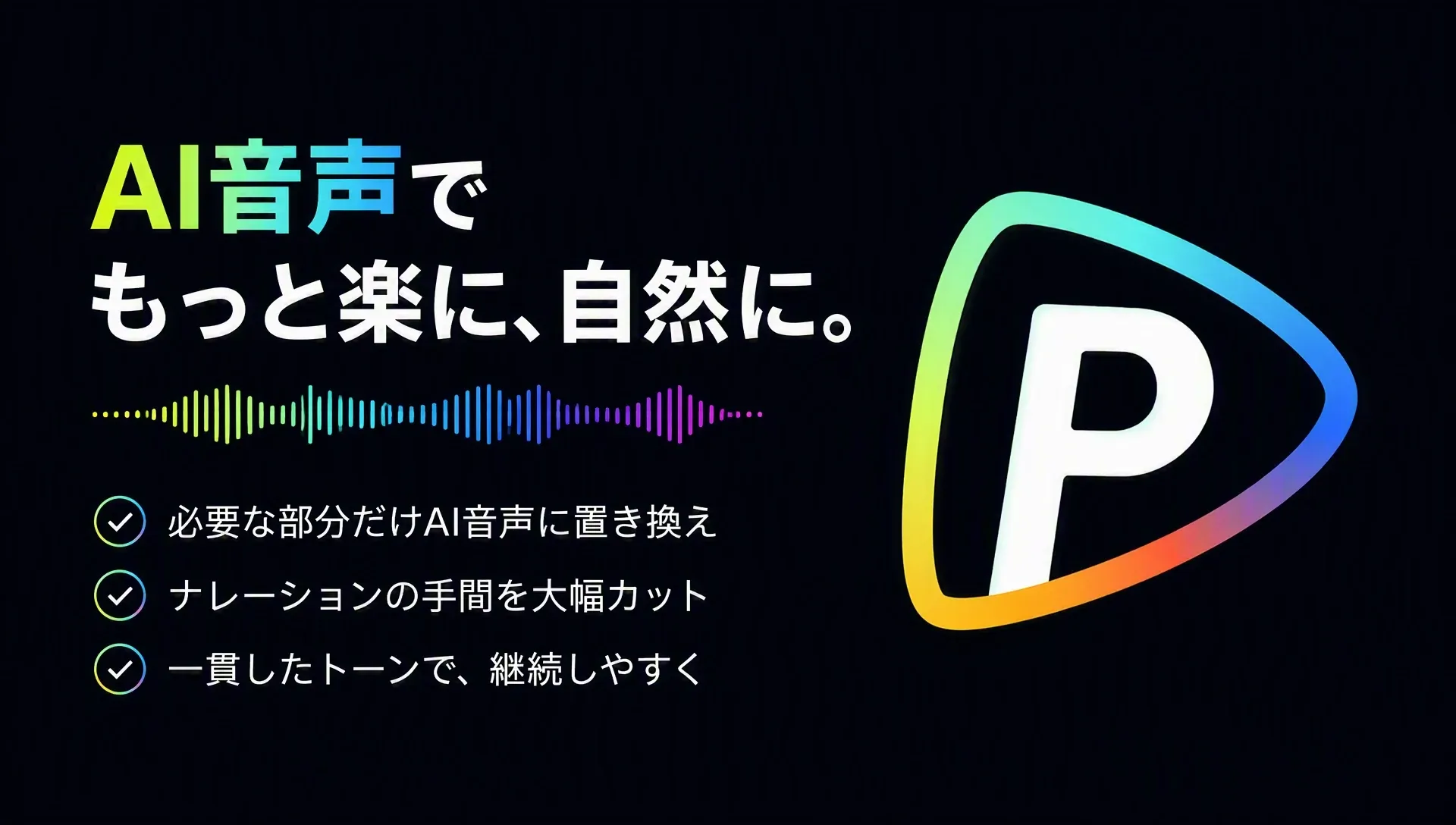AI音声で楽に自然にするための提案と機能が示されている。