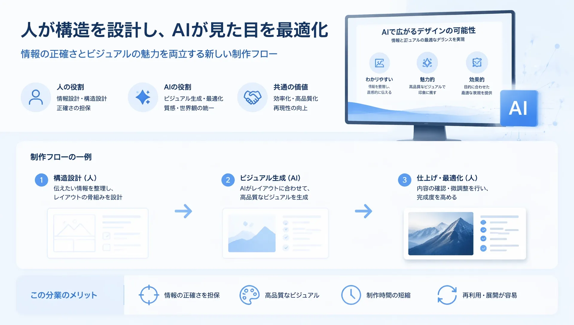 AIと人が協力して情報の正確さを高める制作フローの説明