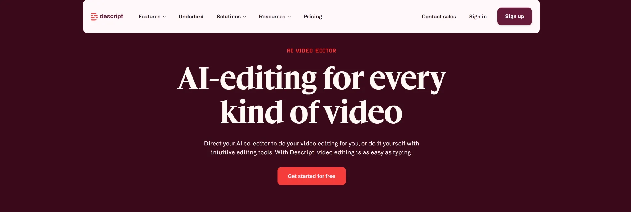 AI video editing platform with intuitive tools for easy editing.