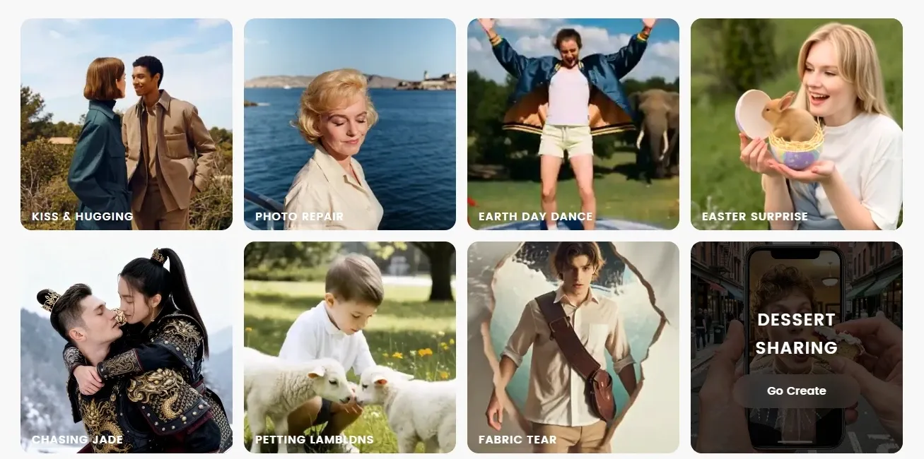A variety of AI photo animation dynamic effect templates for diverse scene creation