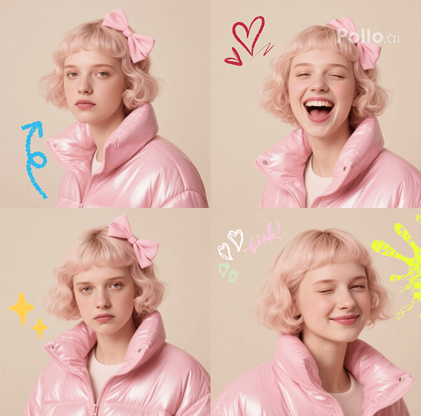 Dynamic Polaroid Poses with Vivid Glow