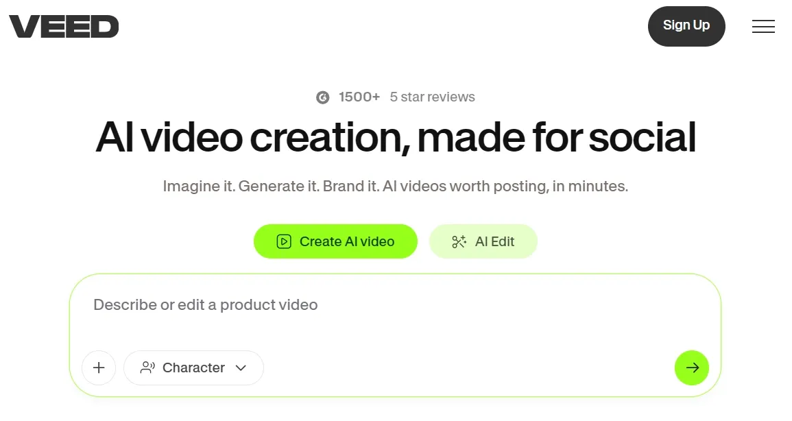 KI-gestützte Video-Erstellungsplattform mit Optionen zum Generieren und Bearbeiten von Videos.