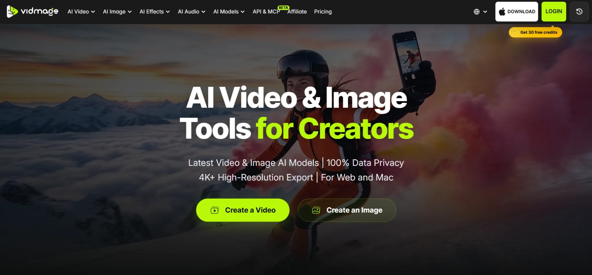 Bannière promotionnelle pour des outils de création vidéo et image basés sur l'IA.