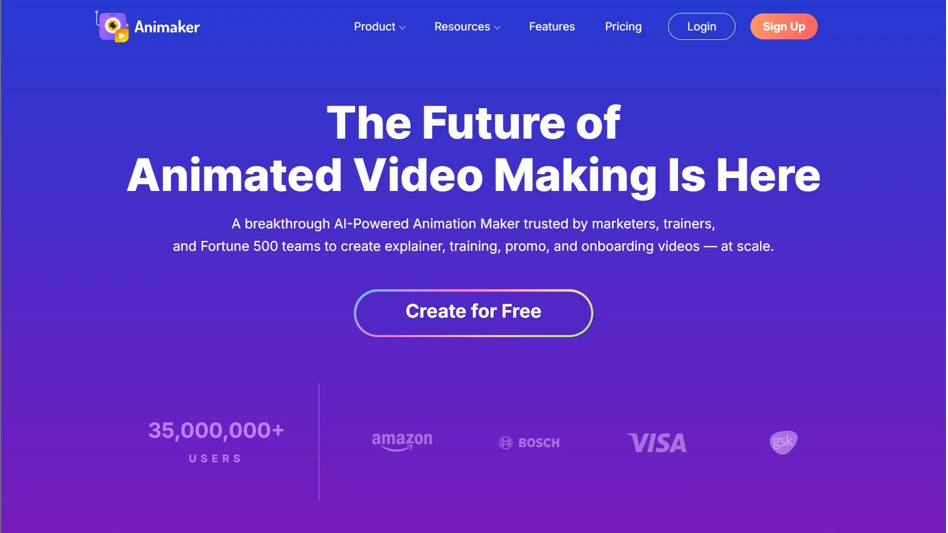Animaker homepage for animated video making