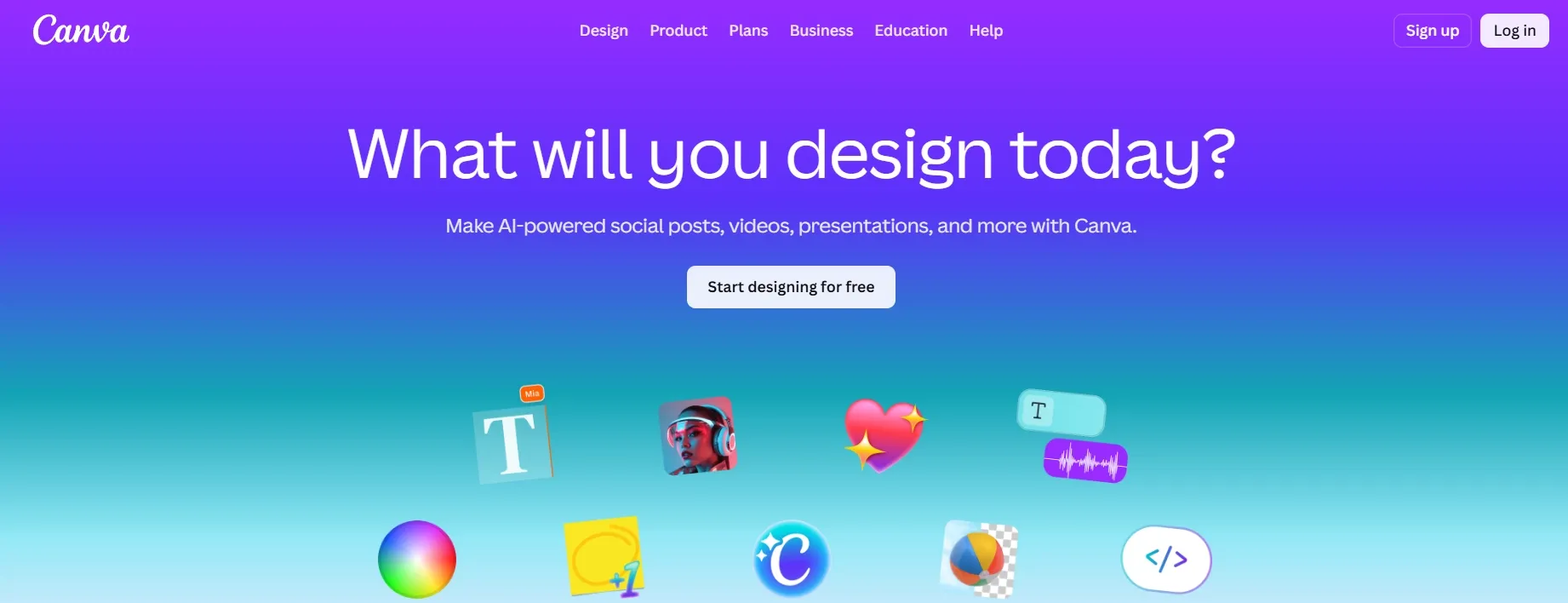 Canva homepage