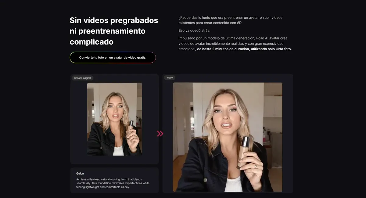 Captura de pantalla de Pollo AI avatar