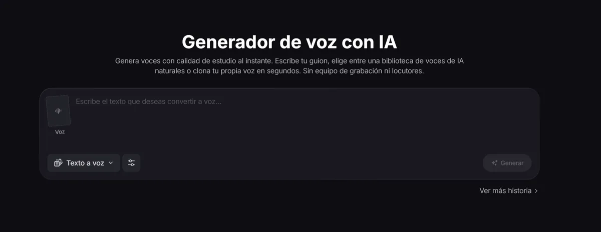 Captura de pantalla del generador de voz en off para anuncios de Pollo AI