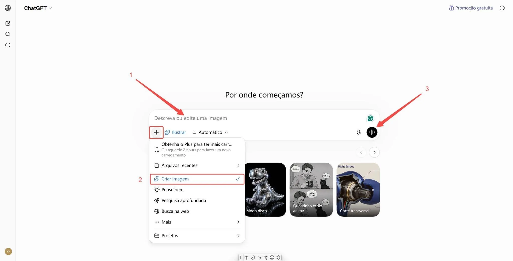 Como criar imagem no ChatGPT enviando foto e prompt