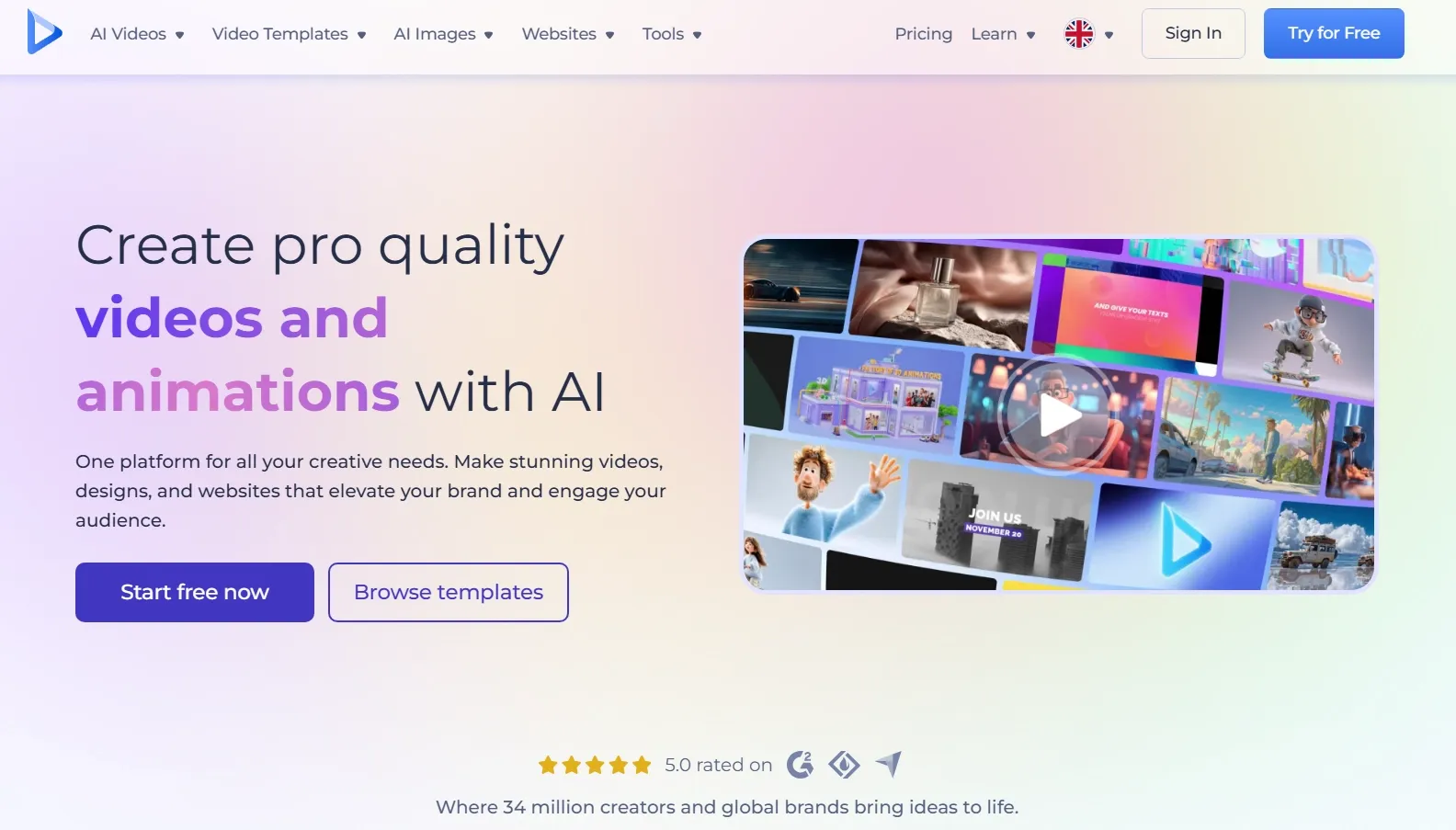 Piattaforma per la creazione di video e animazioni con strumenti e modelli basati sull'intelligenza artificiale.