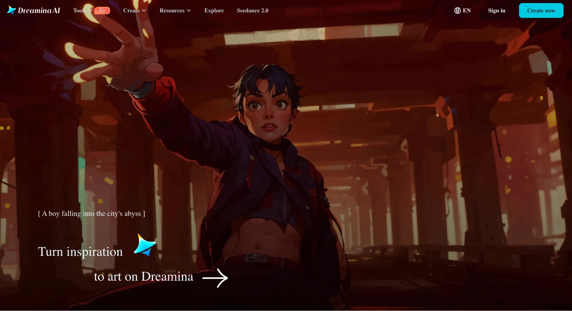 Dreamina AI 的主页。