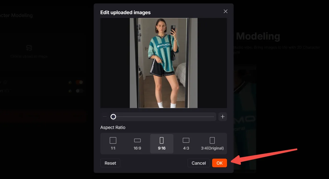 A person adjusts image settings in a photo editing interface.