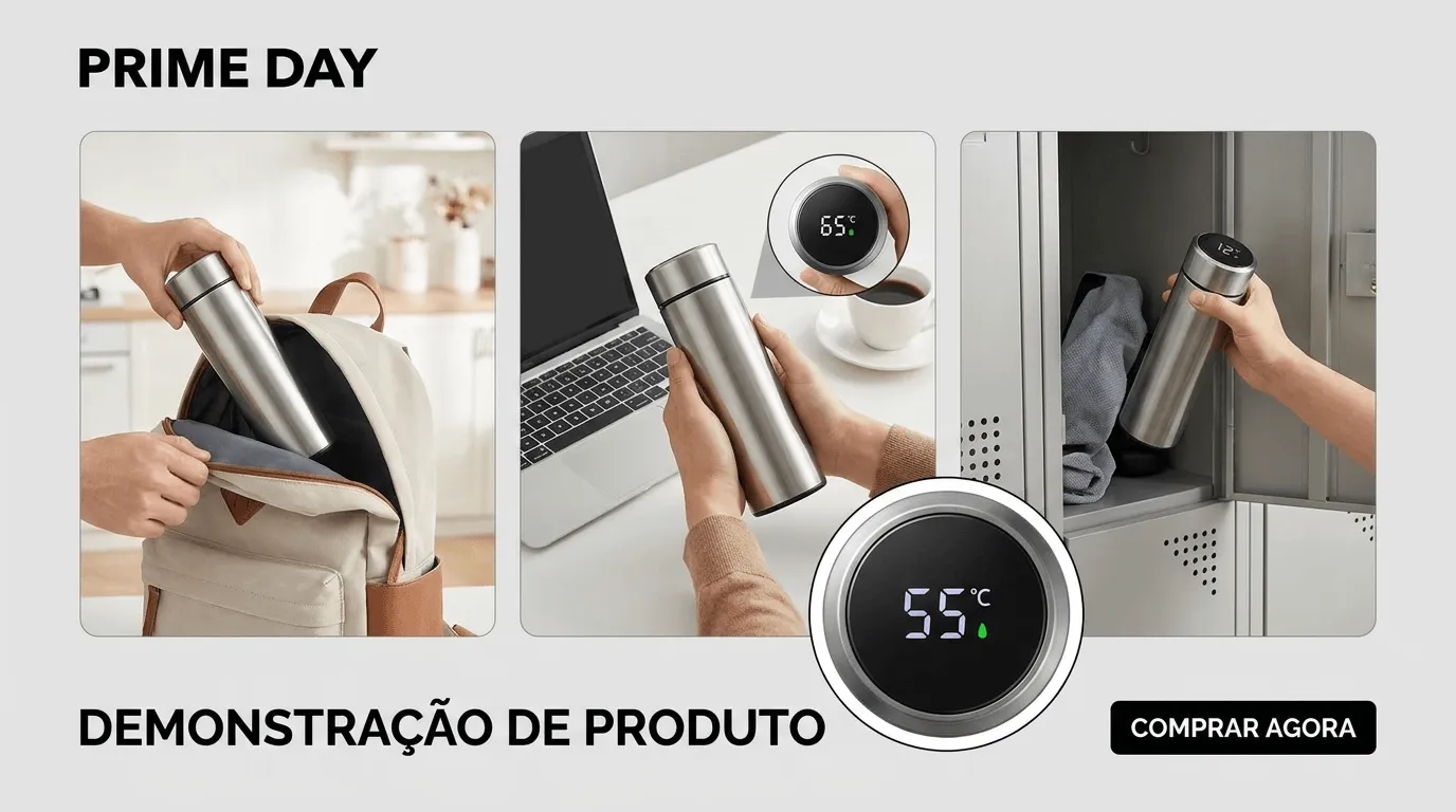 demonstração de produto para campanha de Prime Day