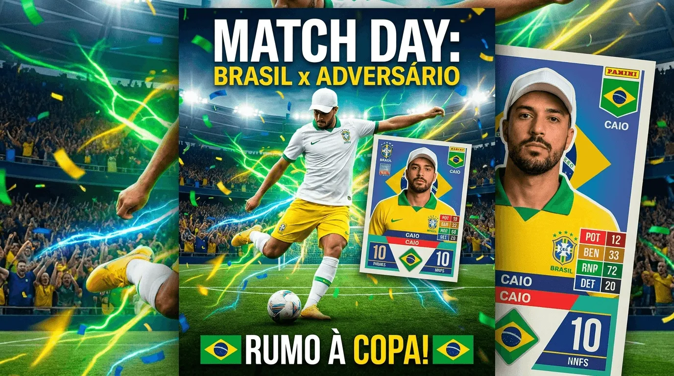 pôster de Copa com foto pessoal e card colecionável