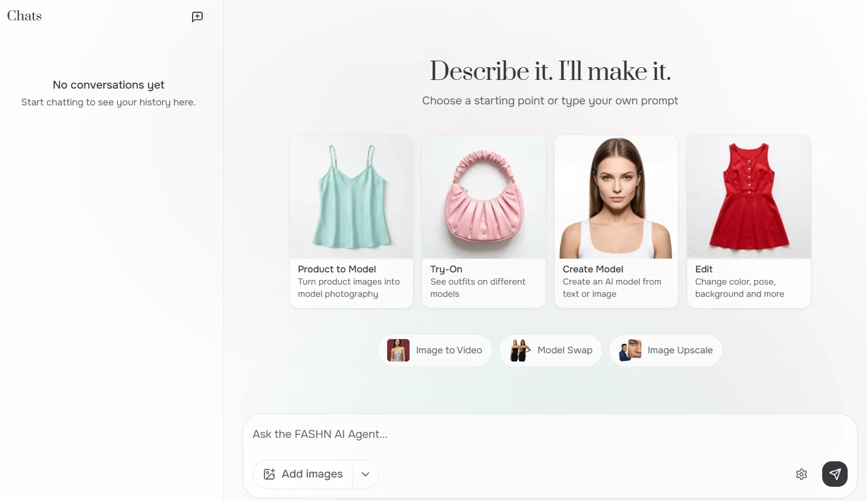 衣服のモデリングと編集オプションを表示するファッションアプリのインターフェース。