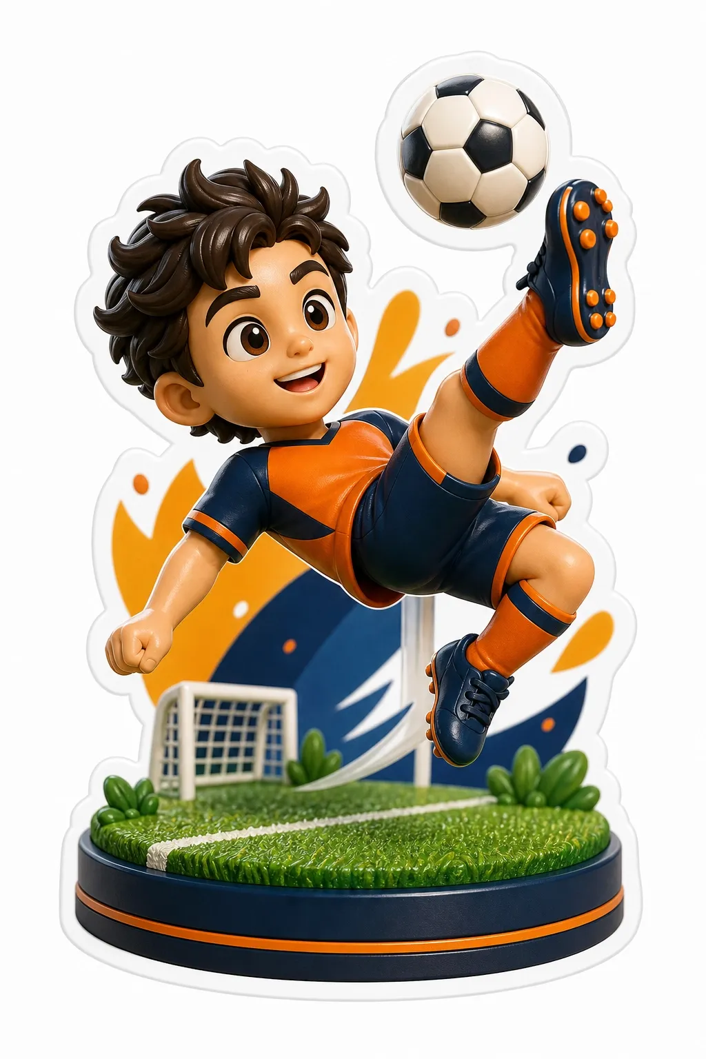 figura cartoon de fútbol para redes sociales haciendo una chilena