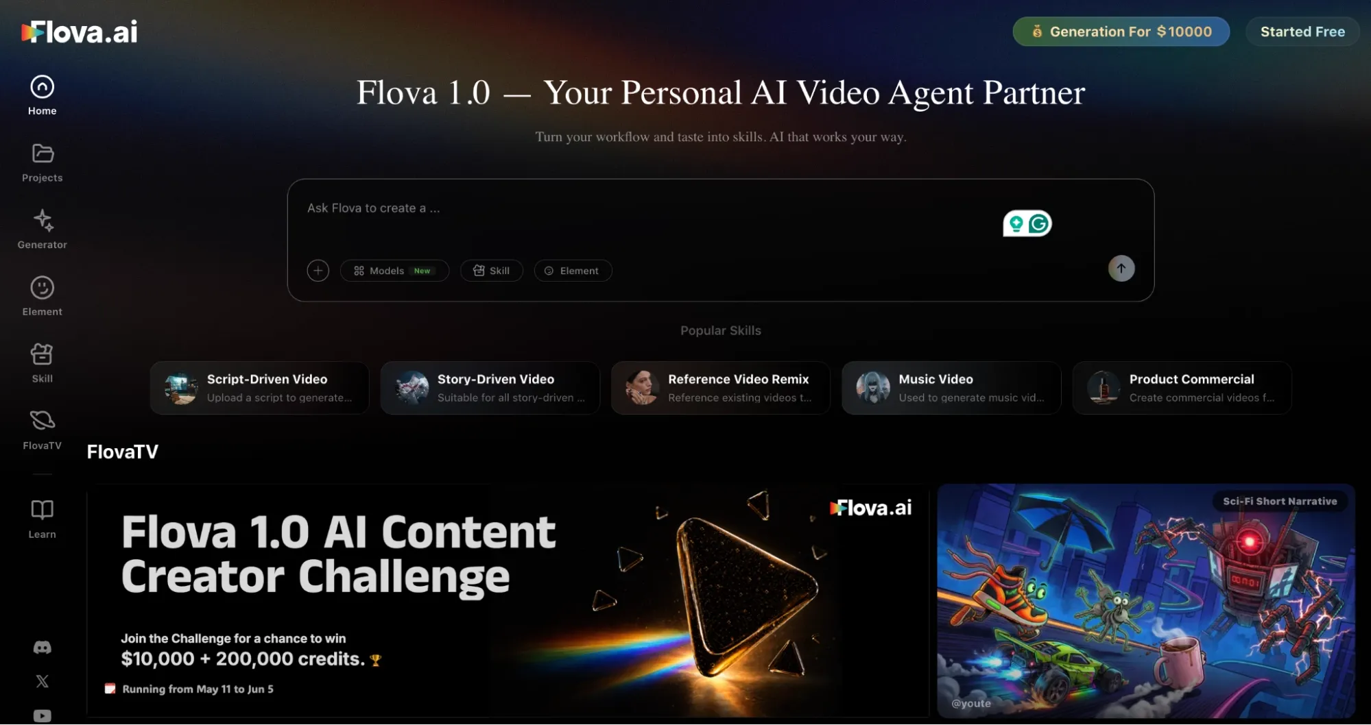 Flova AI 的主页。