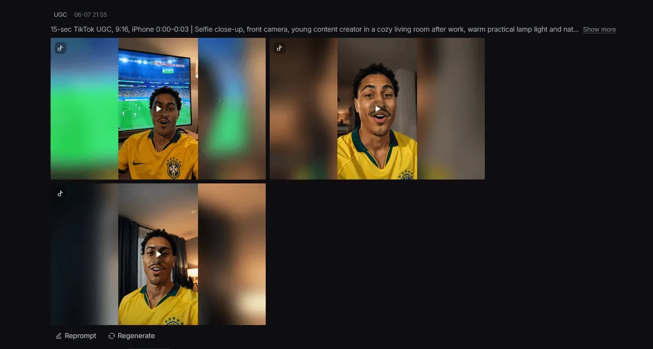 Três versões de vídeo publicitário geradas por IA