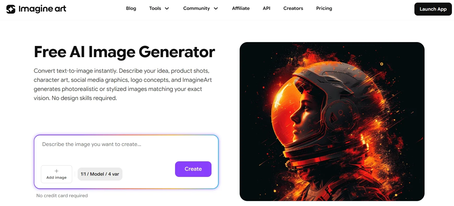 A digital art interface showcasing an astronaut with a glowing helmet.