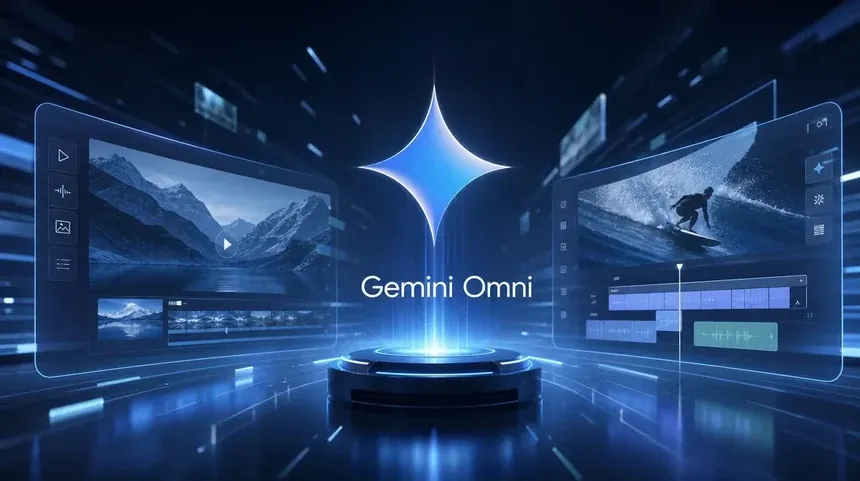 Gemini OmniによるAI動画生成と編集の概要図