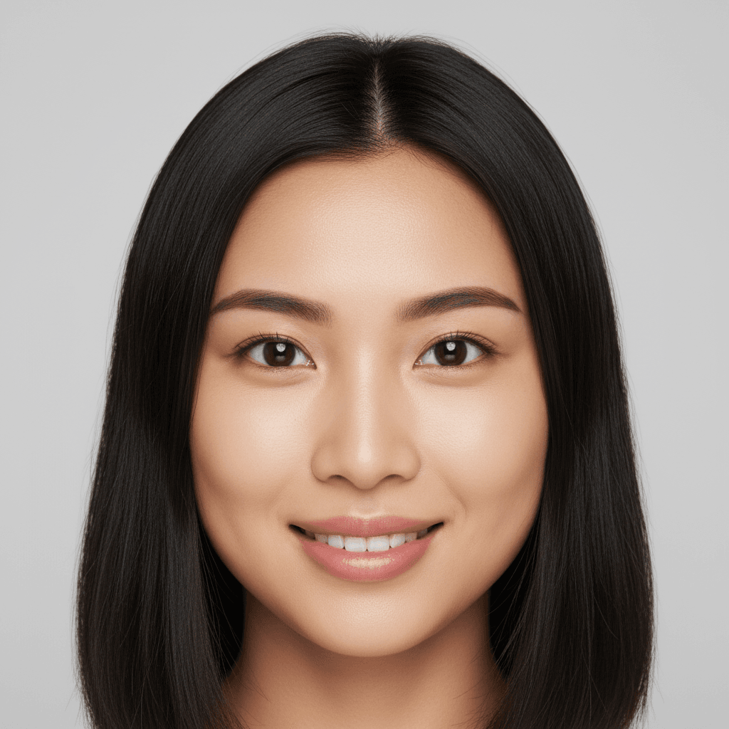 Warm portrait, gentle smile, soft neutral backdrop