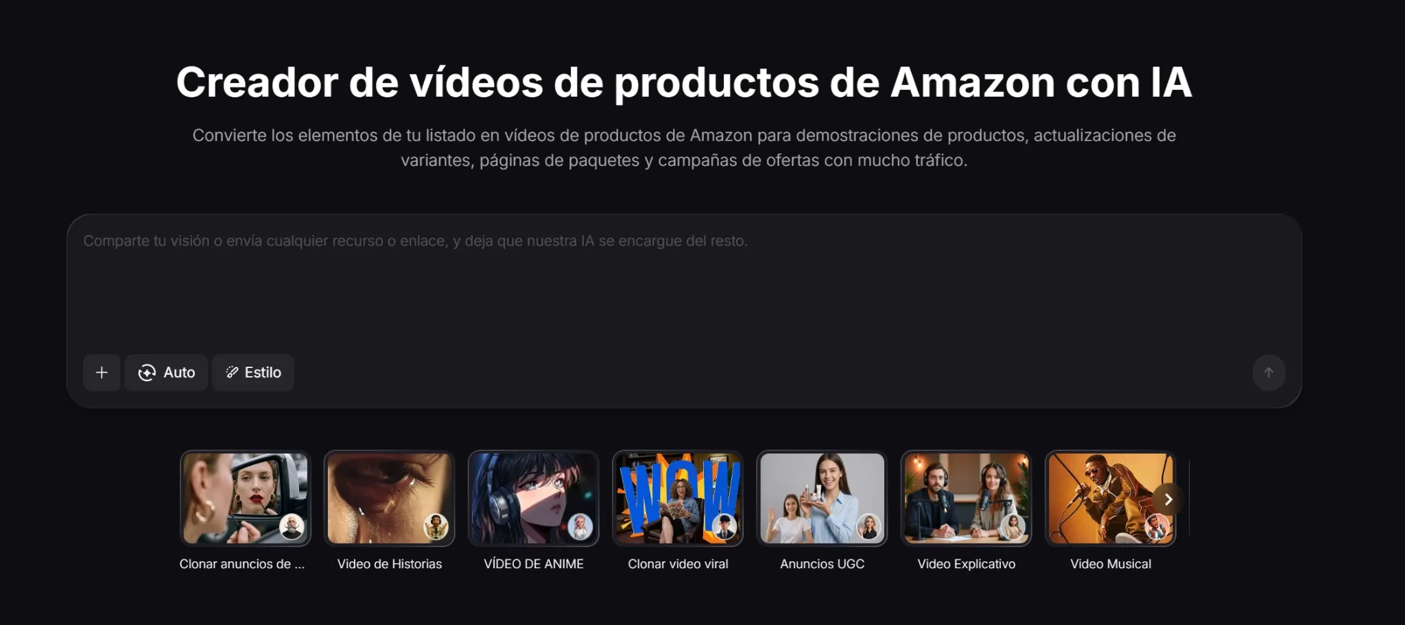 Herramienta para crear videos de productos de Amazon utilizando inteligencia artificial.