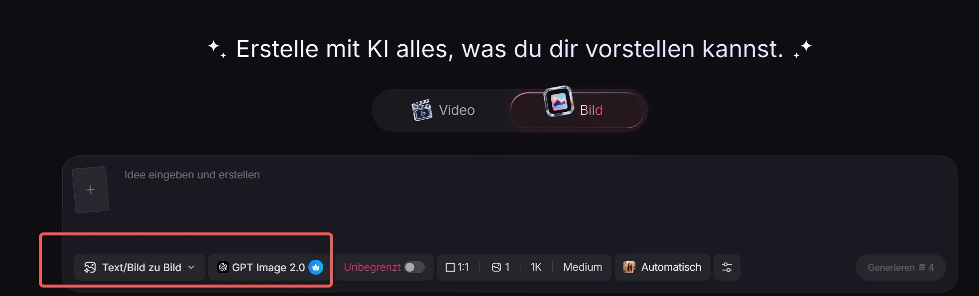 hlen Sie als Modell GPT Image 2.0