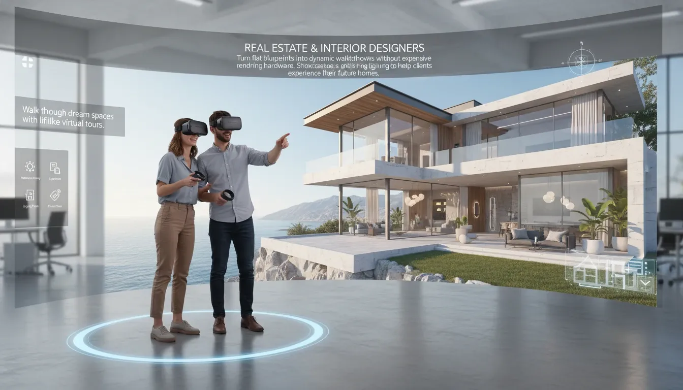 Attraversa spazi da sogno con tour virtuali realistici.