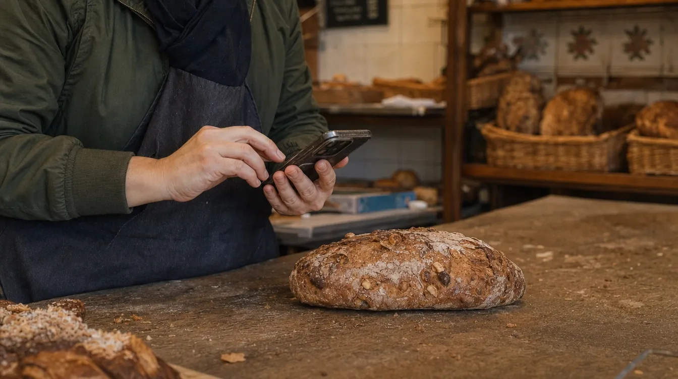 boulangere-utilise-smartphone-pain-comptoir