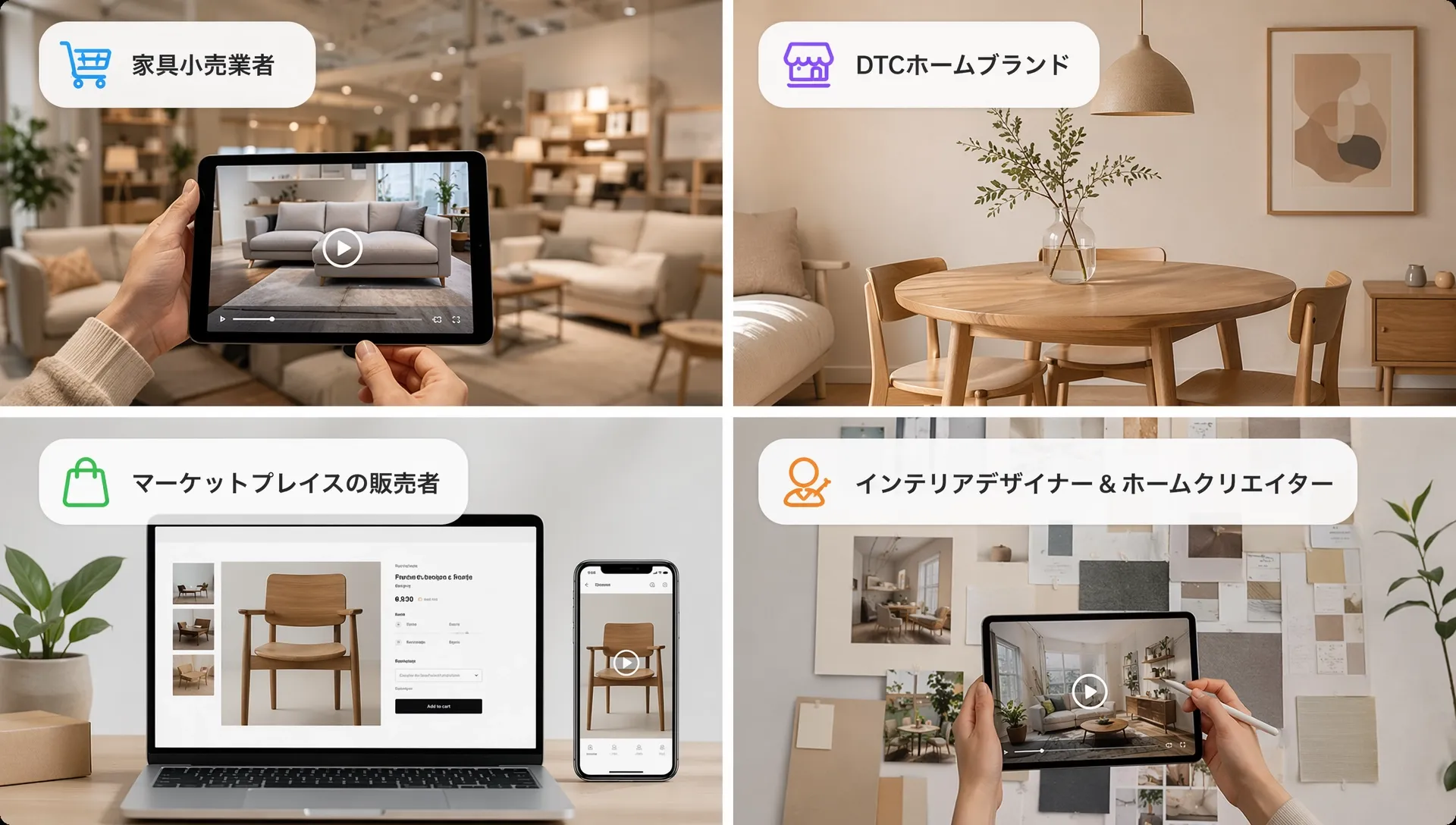 家具小売業者とインテリアデザイナーがデジタルデバイスを使用しているシーン