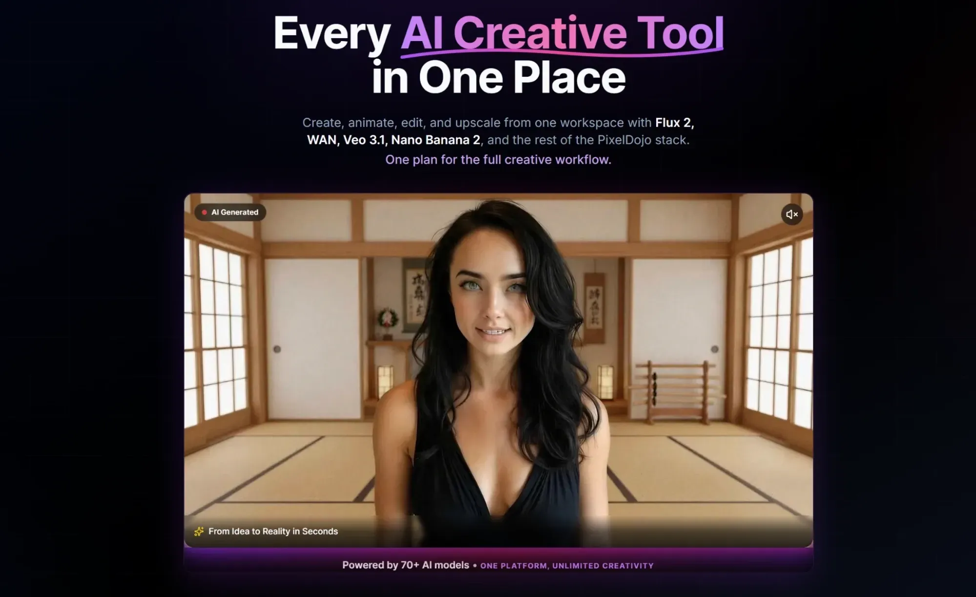 AI creative platform interface showing avatar generation in one workspace