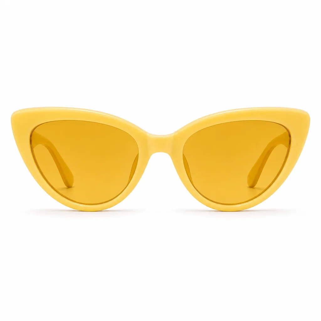 Image produit générée par Pollo AI montrant des lunettes de soleil jaunes de face