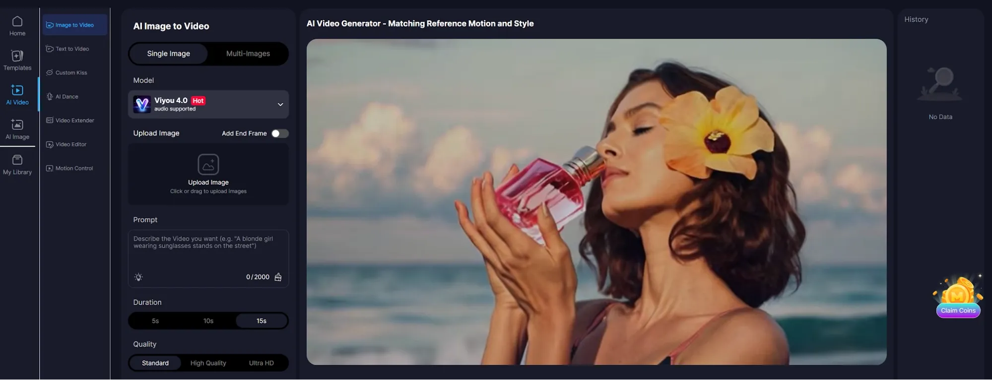 Viyou 圖片轉影片產生器頁面
