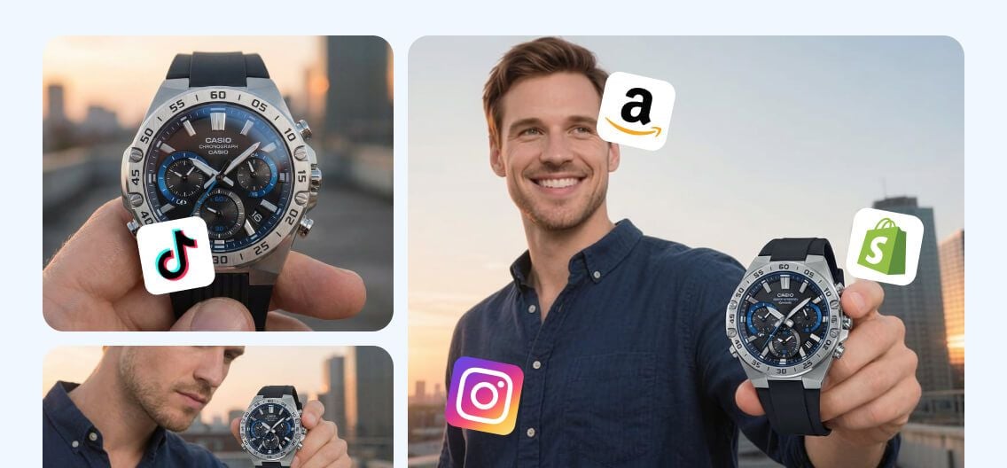 Stylish wristwatch showcased for various online shopping platforms