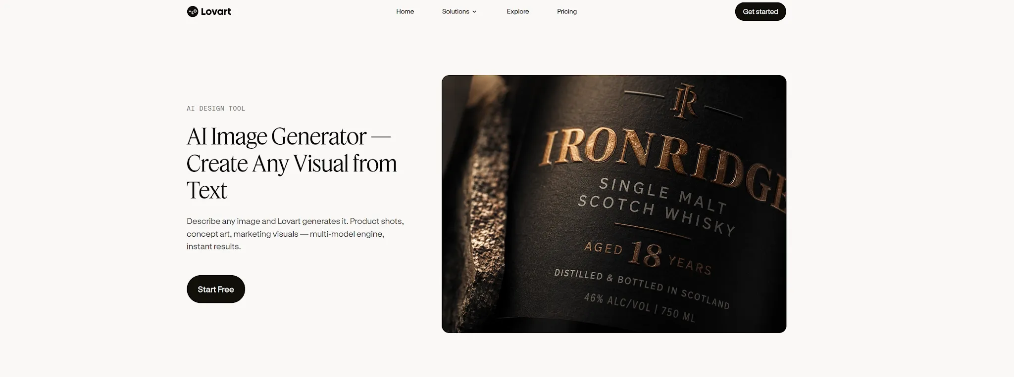 Label van Ironridge single malt Scotch whisky van 18 jaar oud.