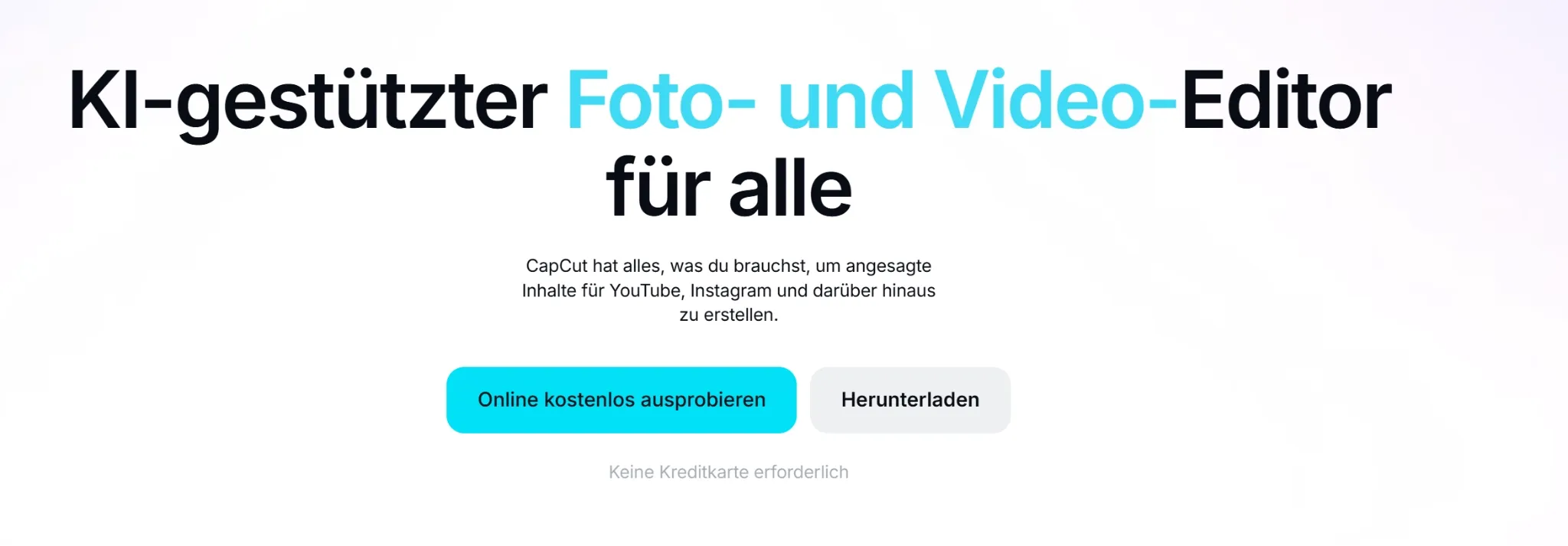 KI-gestützter Foto- und Video-Editor für alle, CapCut-Anwendung.