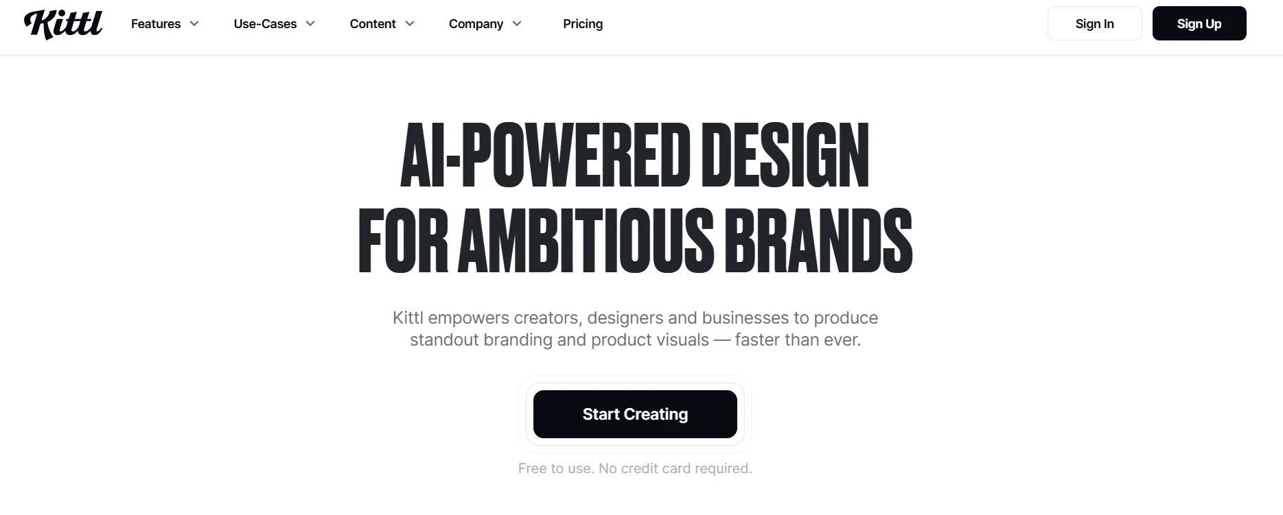 Kittl hjemmeside design platform grænseflade