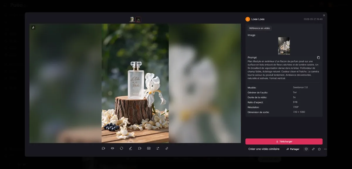 L’exemple d’aperçu de vidéo générée par Seedance 2.0