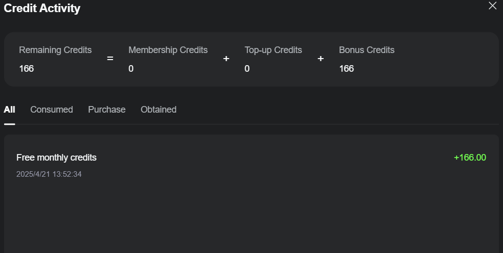 gratis login credits