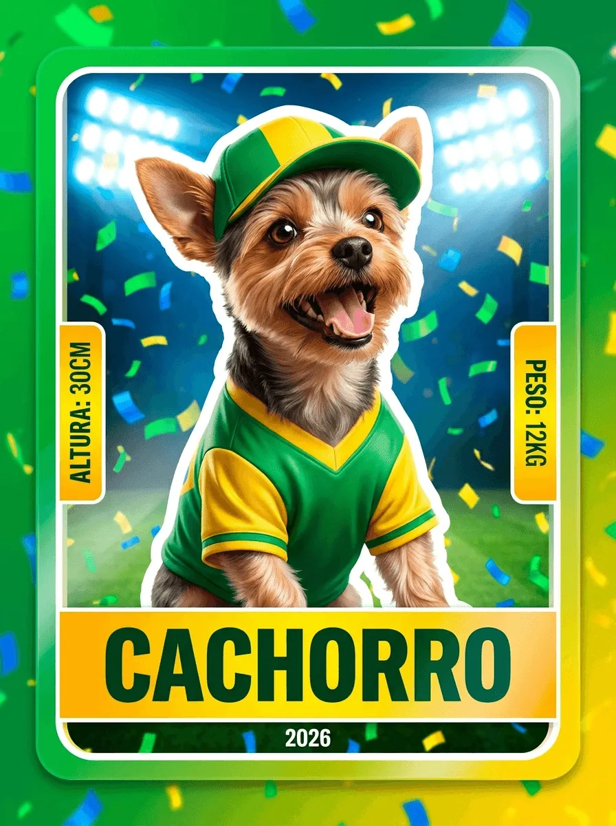 figurinha Brasil 2026 com cores verde, amarelo e azul