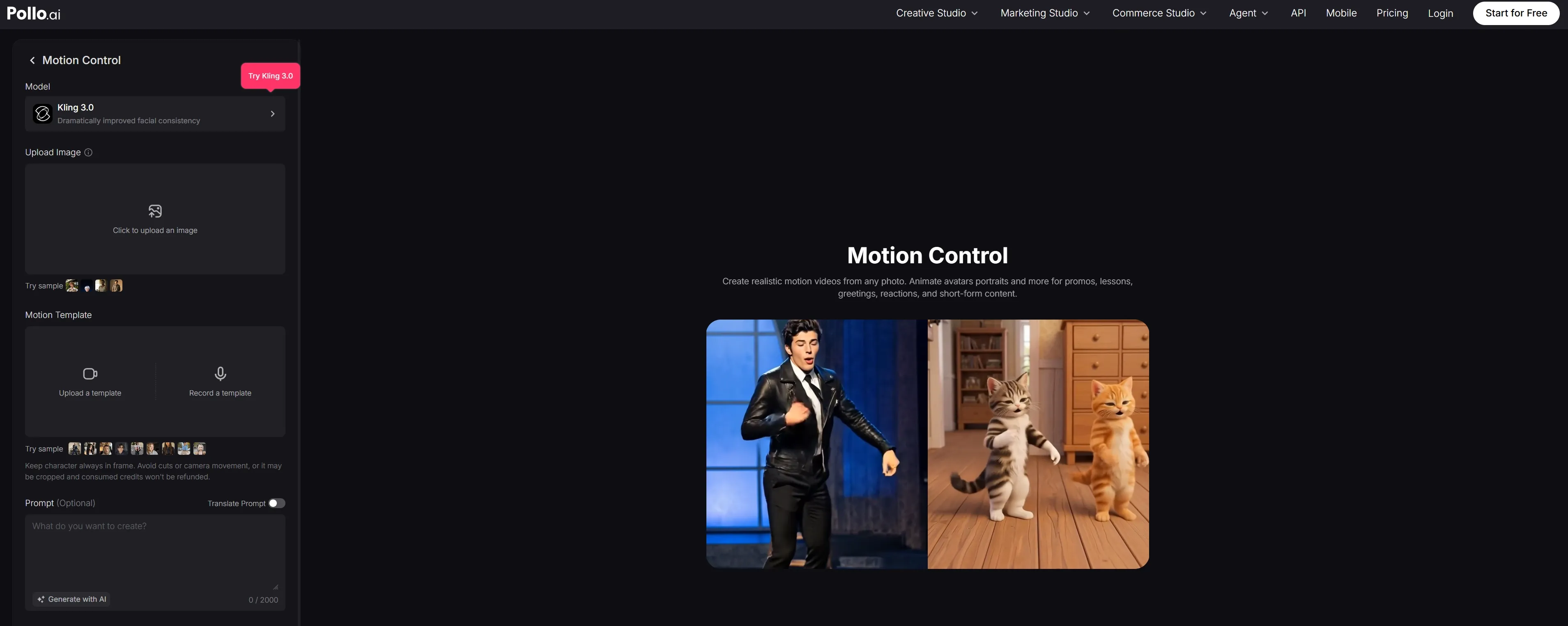 パフォーマーとアニメ化された猫を使ったモーションコントロールのユーザーインターフェース。