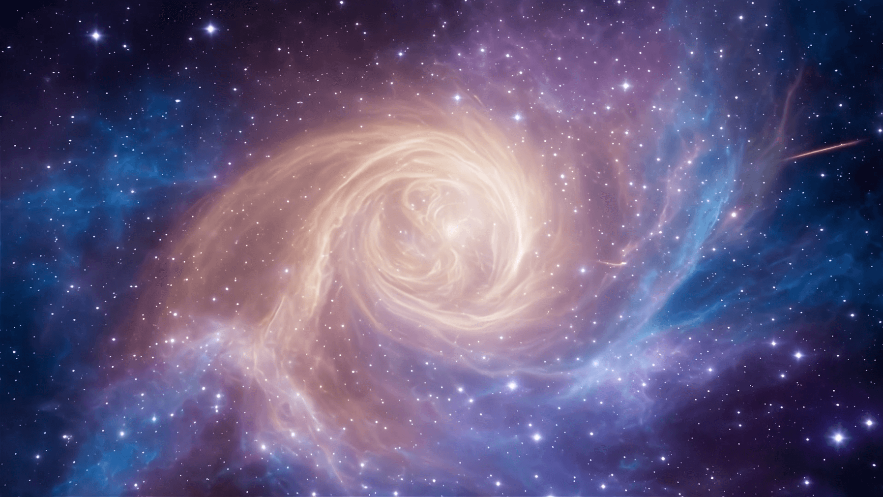 Swirling cosmic galaxy, vibrant purple and blue hues.