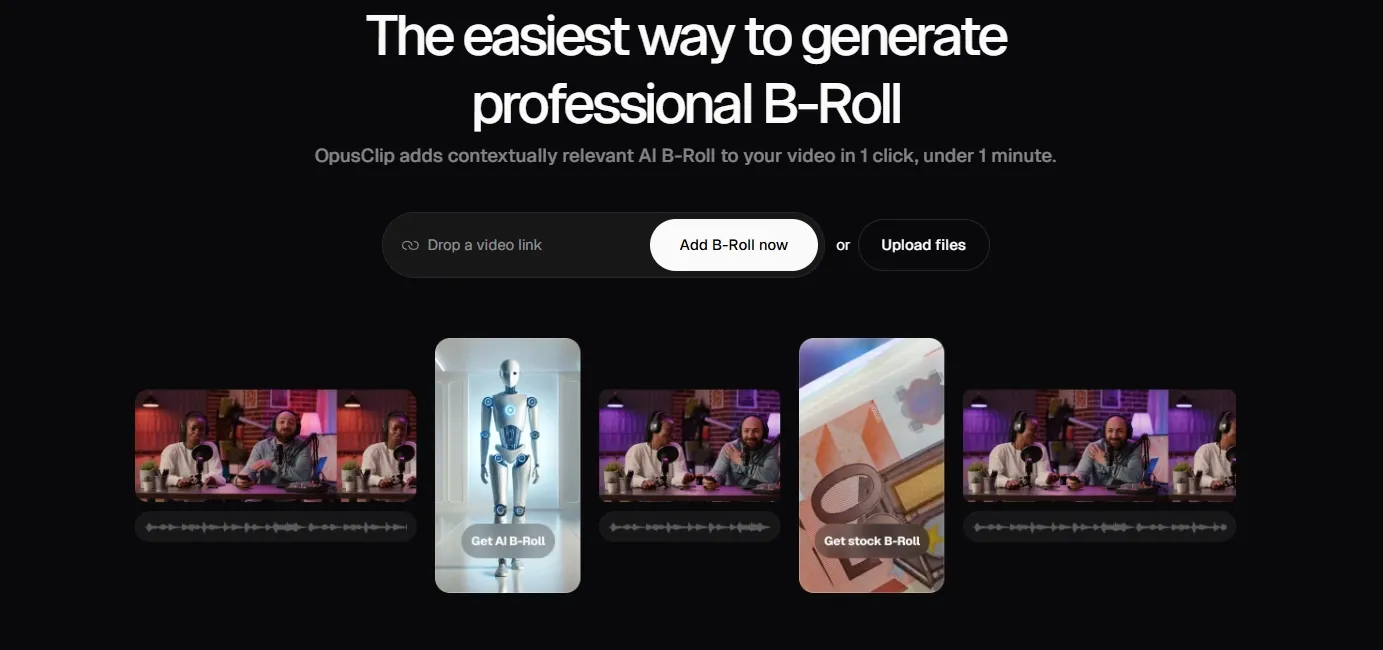 A website interface for generating professional AI B-Roll videos.