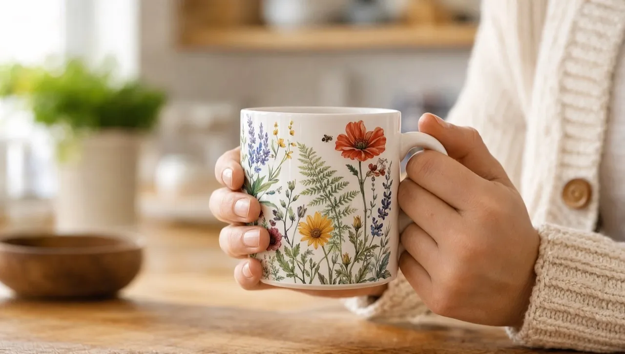 Diseña fondos estéticos para mockups de tazas rápidamente