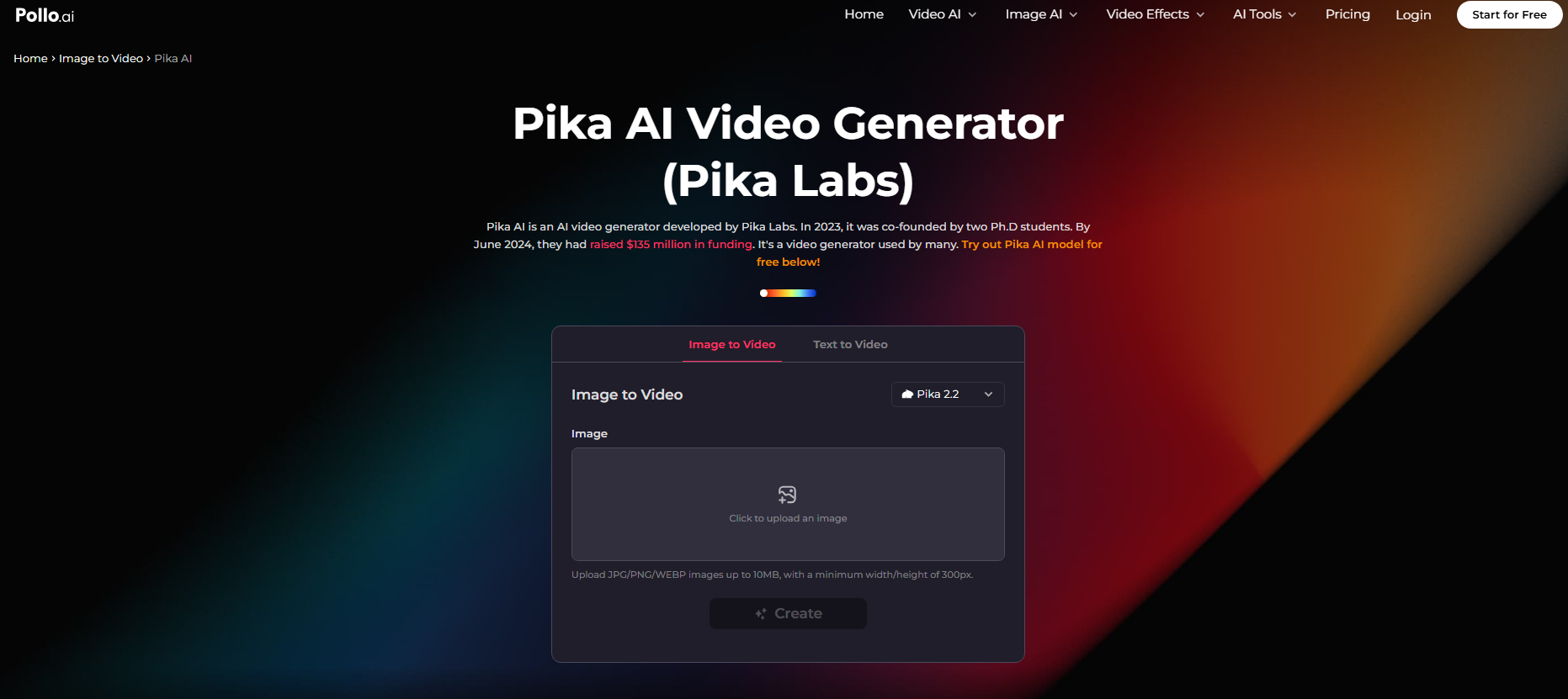 Pika AI page