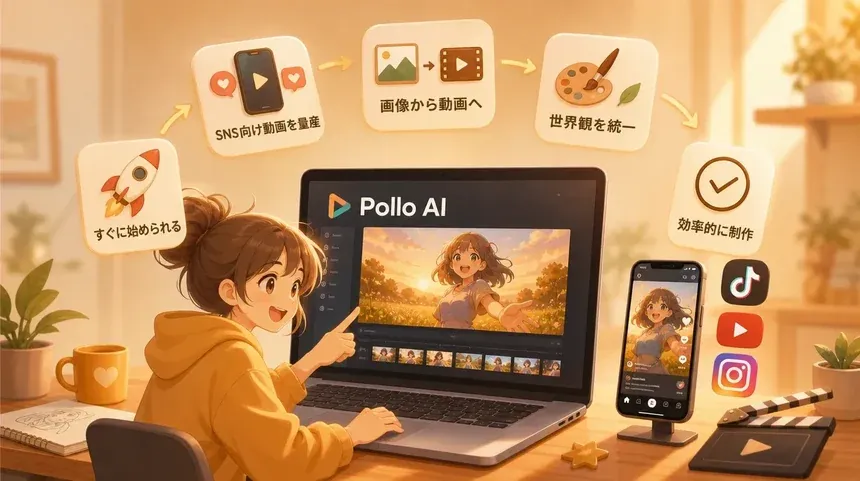 Pollo AI上でAIアニメ制作を一元管理する画面